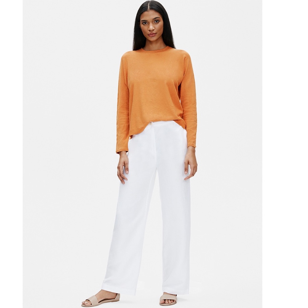 Eileen Fisher Tencel & Linen Slub Straight Pants L